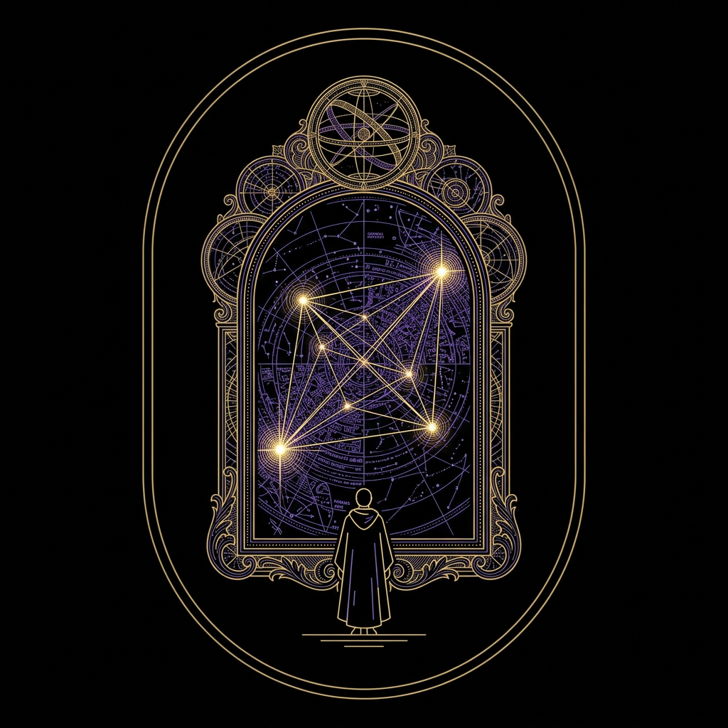 Gold line art of a channel reveal inside an oval frame