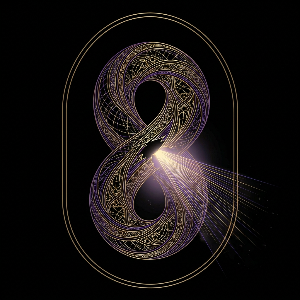 Gold line art of an emotional loop pattern being revealed